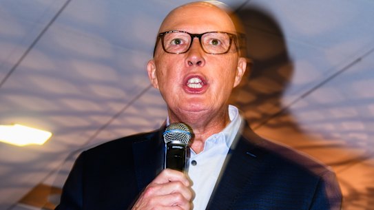 2025 Federal Election. Victorian Liberal Party Rally at Melton Entertainment Park in the seat of Hawke. Opposition leader Peter Dutton. Sunday 27th April 2025. Photo: James Brickwood. SMH NEWS 250427.