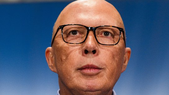 Peter Dutton at a state campaign launch in Exton, northern Tasmania, on Sunday. 