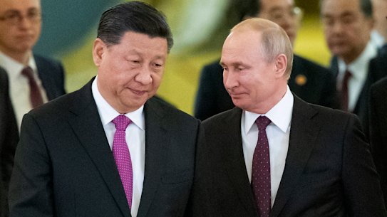 Chinese President Xi Jinping and Russian President Vladimir Putin at the Kremlin in Moscow in 2019.