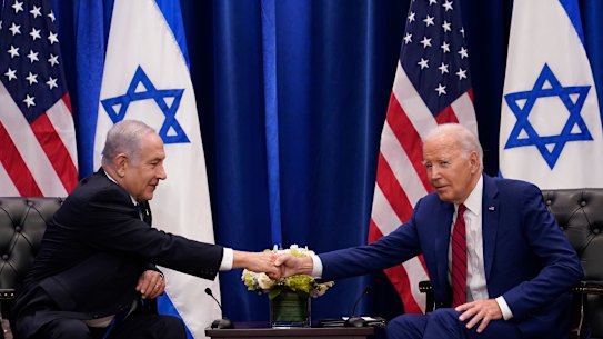 President Joe Biden meets with Israeli Prime Minister Benjamin Netanyahu in New York on Thursday (AEST).