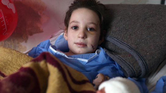 Hanaa Sharif, 7,  was the only survivor of her family who were killed when their house collapsed.