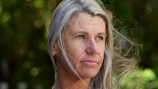 Former police officer Samantha Barlow had her head caved in by an assailant with a brick. She can no longer taste or smell. She is speaking against his bail application in Sydney. 30 October 2024 Photo: Janie Barrett .