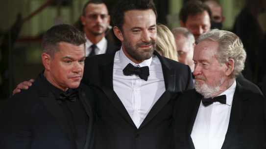 Matt Damon, Ben Affleck and Ridley Scott on the red carpet in Venice.