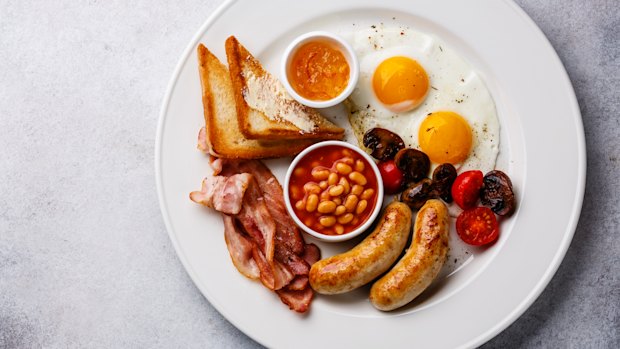 Cut back on the fried food, like the classic English breakfast.