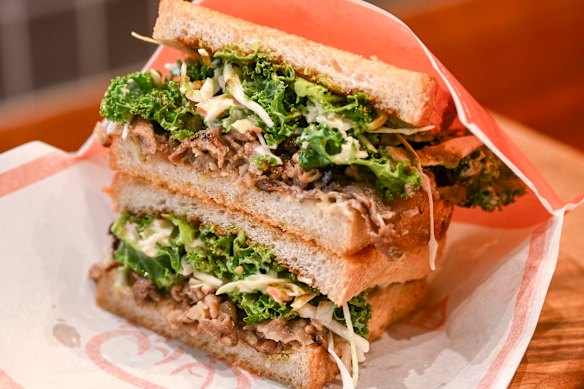 The beef bulgogi sandwich at Korean cafe Seoul Toast Bong.