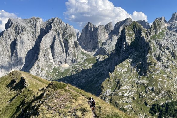 Hiking in the accursed mountains.