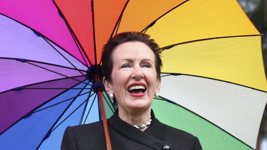 Sydney Lord Mayor Clover Moore addresses the Media at a press conference in Elizabeth Bay following her successful re-election bid.