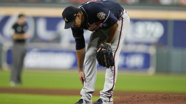 ‘He struck out a guy on a broken leg’: Atlanta win game one but lose star pitcher in World Series