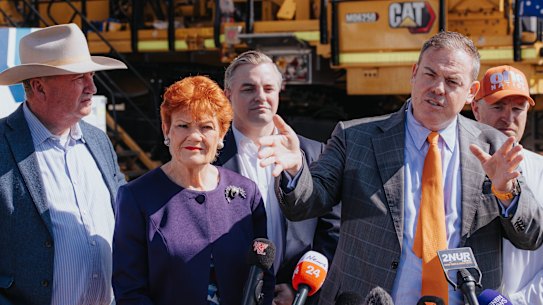 One Nation’s NSW leader, Mike Newman, with Pauline Hanson.