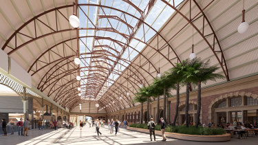 An artist’s impression of the glass panels in the roof over Central Station’s grand concourse.