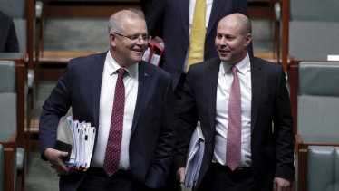 Holding the line: Prime Minister Scott Morrison and Treasurer Josh Frydenberg.