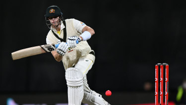 Steve Smith in action on day two. 
