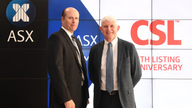 CSL chief executive Paul Perreault and chairman Dr Brian McNamee.