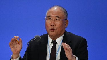 China’s special climate envoy, Xie Zhenhua, speaks at the COP26 climate change conference.
