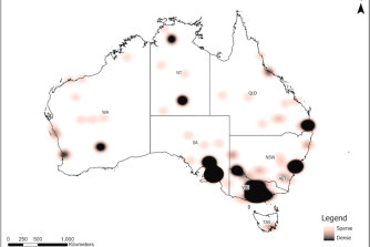Heatwave incident locations in Australia between 2001 and 2018. 