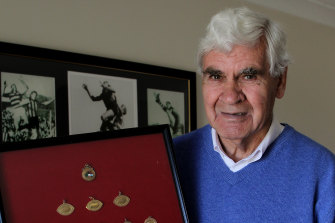 AFL great Graham "Polly" Farmer at home in 2010.