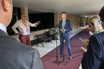 Queensland Transport and Main Roads Minister Mark Bailey on Thursday afternoon addressing questions about how a union boss came to advise him which way to vote on confidential cabinet deliberations and his receipt of a ‘hit list’ of supposedly LNP-aligned bureaucrats.