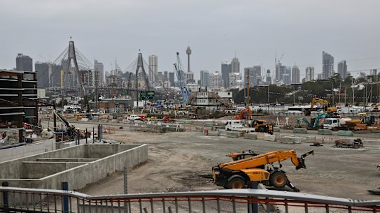 Work on the Westconnex interchange at Rozelle.