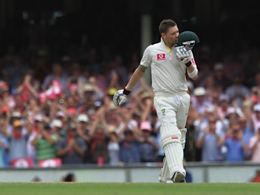 Michael Clarke kisses his helmet after bringing up his triple century in 2012.