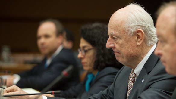UN envoy Staffan de Mistura, second from right.