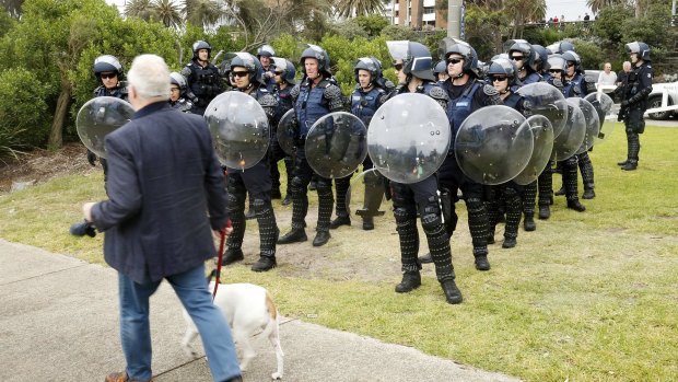 Police gather in force.