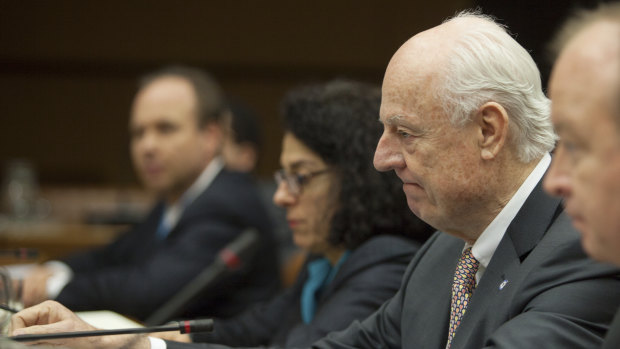 UN envoy Staffan de Mistura, second from right.