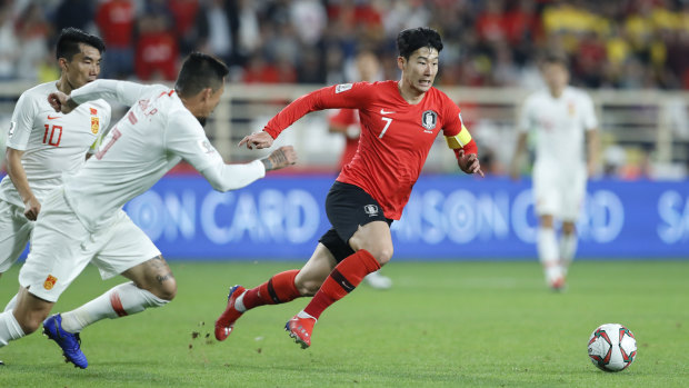 Fleet-footed: Tottenham standout Son Heung-min started for South Korea shortly after his journey from London.
