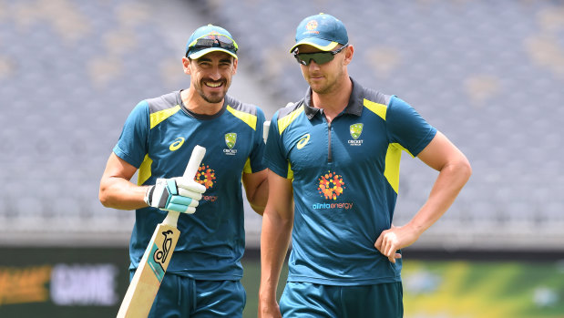 Josh Hazlewood, right, is tipped to be selected for the second Test, while Mitchell Starc, left, was likely to miss out again.