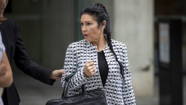 Elisabeth Mary Coman leaves Brisbane Supreme Court on Monday.