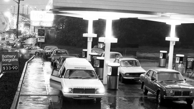Motorists with odds and evens number plates, together getting fuel at the Mobil Self Serve petrol station at Rydalmere.
