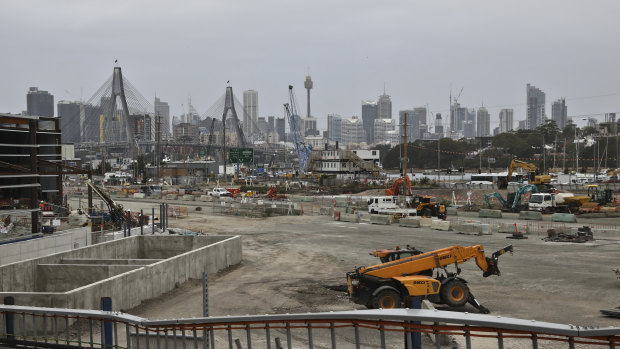 Work on the Westconnex interchange at Rozelle.