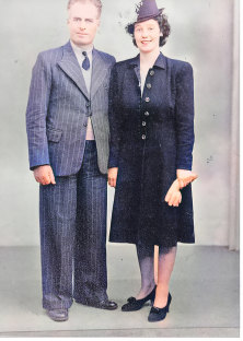 Maureen and Edward Sweeney on their wedding day in County Mayo, 1946.