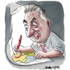 Fairfield City mayor Frank Carbone wants to reduce the number of council wards. Illustration: John Shakespeare