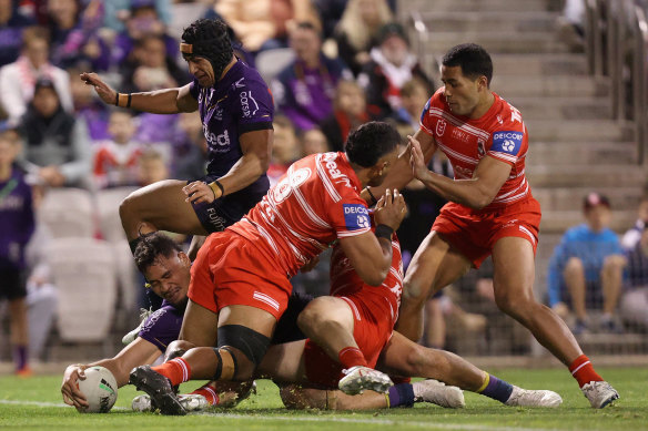 Two tries from Eli Katoa helped Melbourne to victory on Saturday night.