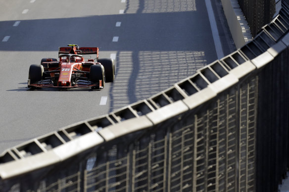 Ferrari driver Charles Leclerc of Monaco steers his car in Baku last year. 