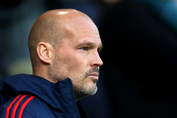 Arsenal's interim manager Freddie Ljungberg at Carrow Road in Norwich on Sunday.