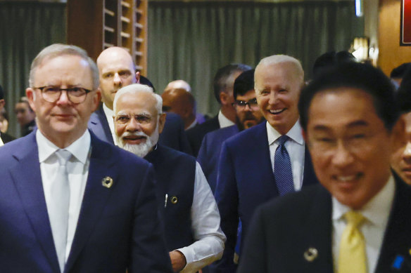 Quad leaders meet on the sidelines of the G7 summit in Hiroshima in May.