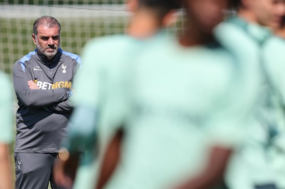 Ange Postecoglou on the training pitch.