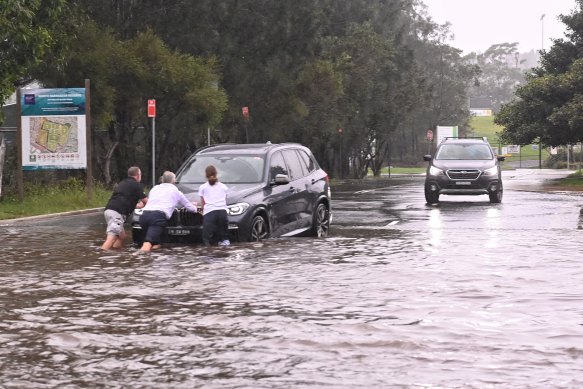 Flash flooding at Narrabeen in Sydney’s northern beaches during a heavy rain event in March 2022.