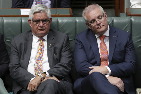 Minister for Indigenous Australians Ken Wyatt and Prime Minister Scott Morrison on Wednesday.