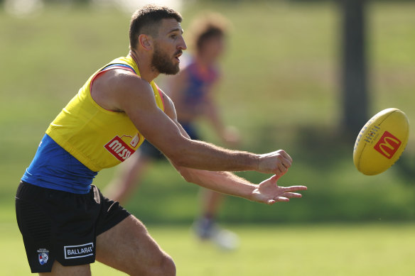 Marcus Bontempelli during a training session at Skinner Reserve in April.