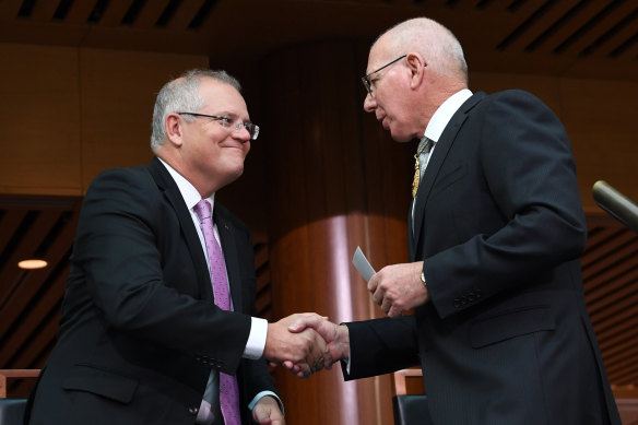 Scott Morrison with Governor-General David Hurley.