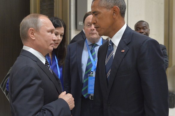 Vladimir Putin dan Barack Obama di Cina pada September 2016.