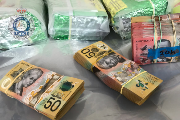 Cash found inside the Tullamarine methamphetamine safe house.