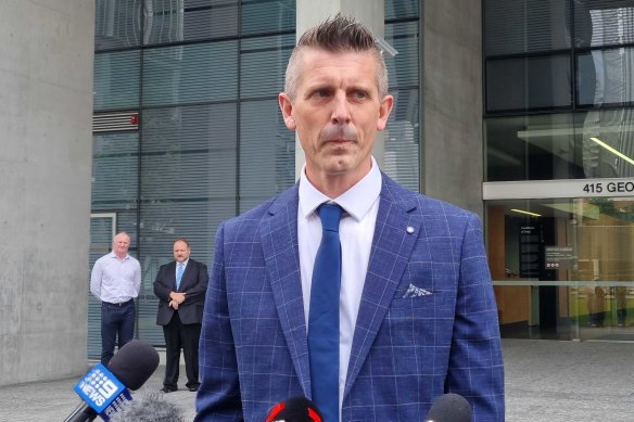 Lee Lovell outside the Supreme Court in Brisbane on Friday.