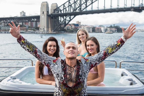 Instagangster: Alexander Bertrand (centre) as Pasquale Barbaro in Australian Gangster.