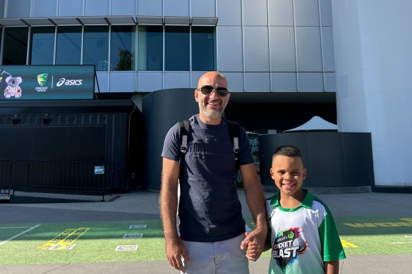 Jack and Louie Bisas outside the MCG before day five.