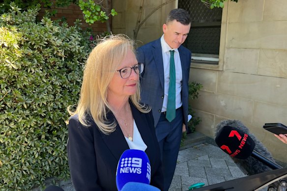 WA Health Director General Shirley Bowen and Health Infrastructure Minister John Carey at a press conference earlier this year.