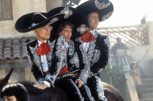 (From left) Steve Martin, Martin Short and Chevy Chase in Three Amigos!, the film where Martin and Short met. 