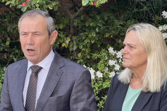 WA Premier Roger Cook and Prevention of Family and Domestic Violence Minister Sabine Winton announce a new domestic violence taskforce and gun reforms on Tuesday.